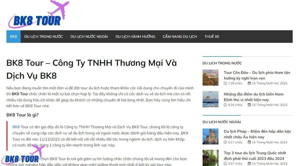 BK8tour là thuộc top các công ty du lịch uy tín nên chọn